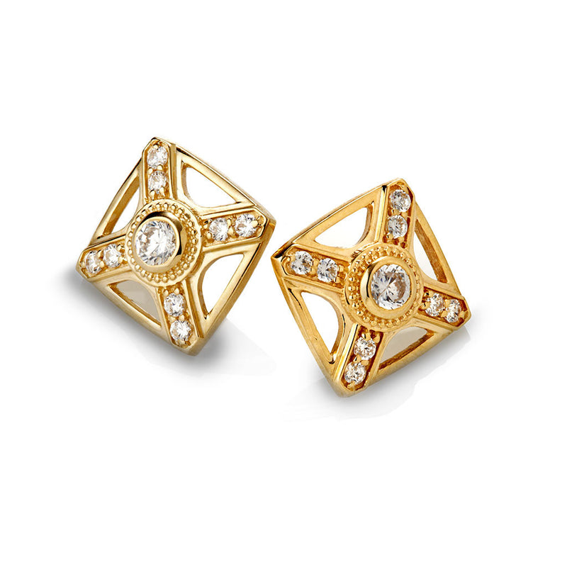 GOLD RAW LINEAR STUD EARRINGS